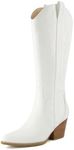 CUSHIONAIRE Women's Caress tall western boot +Memory Foam, Wide Widths Available, White 9