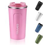 Dycietx Travel Mug with Leakproof Lid Reusable Insulated Coffee Cup for Hot & Cold Drinks/Tea Portable Stainless Steel Thermal Takeaway Travel Coffee Mug for Car/Outdoor/Picnic/Office/School(Pink)