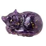 RJINGSHI Natural Amethyst Crystal Cat Decor Office Desk Decor Cat Statue Healing Crystal Home Room Decor Cat Figurine Lucky Cat Statue Gifts for Cat Lovers