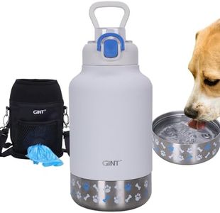 GiNT 37oz Dog Water Bottle, Insulated Dog Travel Water Bottle, Stainless Steel Human and Pet Water Bottle Dispenser Portable Water Bowl for Dogs with Carrying Case for Walking Dog Canteen Travel Kit