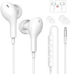 Wired Earbuds with Microphone,HiFi Stereo Wired Headphones,Wired Earphones in Ear Headphones,Earphone with Noise Isolating,Compatible with iPhone, Computer,Samsung,Laptop,Fits All 3.5mm Devices-White