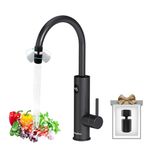 Briwellna Fast Heating Tap Water Heater, Stainless Hot Water Tap with Digital Display, 360 Degree Rotate Cold and Universal Nozzle, Flexible and Convenient,Electric Heating Tap (Black)