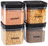 Amazon Brand - Solimo Airtight Plastic Storage Jar and Container Set-I | BPA Free | Multipurpose Storage | 750ml each, Set of 4 (Black)