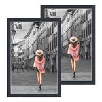 DBWIN 11x17 Picture Frame Black Wood Pattern Poster Frame Plexiglass Front 2 Pack for Art Prints Puzzles Murals Wall Decor Vertically or Horizontally(LYCA-11X17-BK-2)