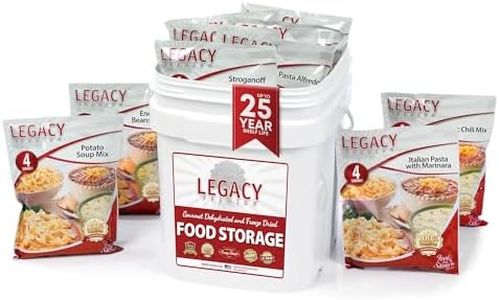 Legacy Food Storage 60 Serving Emergency Food Supply Bucket, 12 Entrees, 23,400 Total Calories, Shelf Stable Lunch & Dinner, Freeze Dried Survival Meals for MRE Camping, Hiking, Prepping