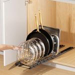 PanPanPal Pots and Pans Organizer for under Cabinet, Pull out Pan Organizers inside Cabinet for Kitchen Cabinet Organizers and Storage with Adjustable Dividers and Handled Divider