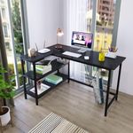 Klaxon L Shaped Study Table for Students and Adults/Computer Table for Home-Office/Gaming Table/Computer Desk for Corner - Wood & Metal (Anders-Full Black, DIY Installation)