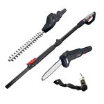 Equip2Clean Electric Hedge Trimmer 2-in-1 Telescopic Pole & Garden Chainsaw | Corded Electric Hedge Cutter 500W 410mm & 710W Pole Saw | Gardening Tool, Bush Trimmer & Tree Saw For Hedges Or Branches