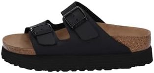 Birkenstock Men's Arizona grooved, Birko Flor Slippers, Platform Black Veg, 5.5 UK