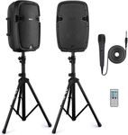 Pyle PA Speaker System - 1000W High Powered DJ Speakers, Bluetooth Connectivity Active + Passive Pair, Includes 35mm Mounts, Mic and Remote, Great for Home, Theater, Parties