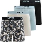 Levi's Mens Underwear Microfiber Boxer Brief for Men Ultra Soft 4 Pack, Mystic Floral,highrise,black, Artic Ice, Large