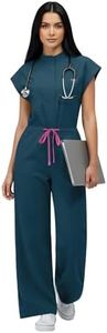 VIAOLI One-Piece Medical Scrub Jumpsuit for Women, Nursing Uniform with Hidden Zipper Front, Elastic Drawstring Waist