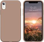 DUEDUE for iPhone XR Case Liquid Silicone Slim Cover with Microfiber Lining Shockproof Protective Phone Case for iPhone XR 6.1 inch Khaki