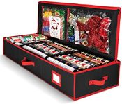 HOMIOR Gift Wrap Organizer, Christmas Wrapping Paper Storage Bag w/Useful Pockets for Xmas Accessories, Fits Upto 24 Rolls, Underbed Holiday Decorations, Large Capacity Box, Black & Red (WB), 1