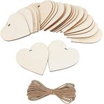 20PCS Wooden Hearts Embellishments Natural Unfinished Rustic Love Tags for Valentines Day Wedding Parties, Wood Log Slices for Garden Home DIY Art Craft Valentine'sTree Hanging Decoration