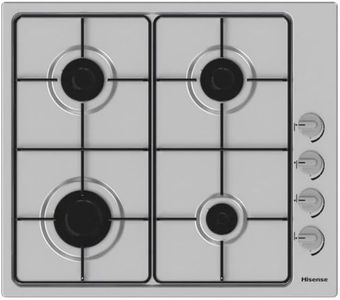 Hisense GM642XHS Built-in 60cm Gas Hob - Stainless Steel with 4 Cooking Areas, Easy Clean Surface, One -Hand Ignition, 60 x 52 x 8.9 cm (L x W x H)