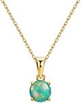 Mints 18K Gold Plated Opal Pendant Necklace 4 Prongs Setting Solitaire Fine Jewelry for Women