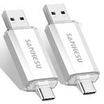 SANKESU 2 Pack USB C Flash Drive 64GB, USB 3.0 Flash Drive with Type A and Type C Port, USB C Memory Stick External Data Storage 2 in 1 OTG for Android Phone, PC, Laptop, MacBook