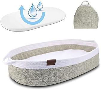 Kenuak® Cesta Cambiador Bebé Portátil, Canasta Mueble Recién Nacido, Cambiador de Mesa Impermeable Pañales, Funda Extraíble Suave con Cremallera, Nido Plegable de Viaje 100% Algodón Natural (Tierra)