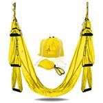 YOGA SWING PRO Premium Aerial Hammock Anti Gravity Yoga Swing Kit - Acrobat Flying Sling Set for Indoor and Outdoor Inversion Therapy (Yellow)