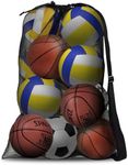 Sports Ball Bag Mesh, Joogee Basketball Bags Team Balls, Heavy Duty Mesh Ball Bag,Team Work Ball Bags for Holding Soccer, Football, Volleyball, Swimming Gear,with Adjustable Strap(76cm x 101cm)