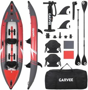 GarveeLife 2 Person Inflatable Kayak，Fishing Kayak for Adults, Portable Touring Kayaks with Padded Seat, 3 Fins, Hand Pump, Carry Bag, Repair Kit，12.5FT/450 LBS Weight Capacity