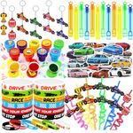 BOIKOKY 110 PCS Race Car Party Favors Birthday Supplies with Drinking Straws, Silicone Bracelets, Bubble Wands, Keychains, and Racing Car Pinata for Boys Goodie Bag Stuffers