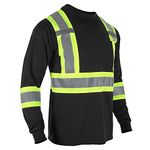 BLKNIGHTS High Visibility Reflective Safety Shirt for Men ANSI Class 2 Construction Work Black Long Sleeves Shirt, Black_l1, Large