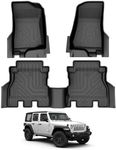 Cacartist Floor Mats Custom Fit for Jeep Wrangler JL Unlimited 4-Door Models 2018-2024 2025 (Not for 2-Door, JK or 4XE) for Wrangler JL Accessories TPE 3D All Weather 1st & 2nd Row Floor Liners