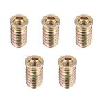 sourcing map Wood Furniture M10x30mm Threaded Insert Nuts Interface Hex Socket Drive 5pcs