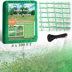 Quobiad Garden Fence Temporary Fence, 4'x100' with 50 Zip Ties, Plastic Fencing Safety Fence Snow Fence, Construction Fencing for Garden Fencing, Animal Barrier, Poultry, Deer, Patio, Green