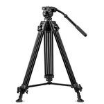 Osaka Tripod 717 X Professional Aluminum Alloy 75mm Bowl Camera Camcorder Video Heavy Duty Tripod with Fluid Hydraulic Head for Video Cameras Pro Cam Load Capacity 8kg