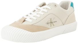 Calvin Klein Jeans Men's Skater Vulc Low Mix MG BTW Vulcanized Sneaker, Eggshell/Travertine/Fanfare, 10