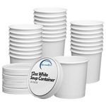 CaterCo Disposable Soup Containers with Lids - White Takeaway Paper Soup Cups, 12oz 340ml, Microwave & Freezer Safe Container, Eco-Friendly, Storage for Ice Cream and Soup Bowl 25 Pack