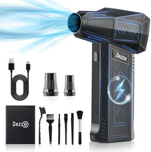 Zezzofan Compressed Air Duster,18000RPM Mini Electric Air Duster,Powerful Blower High Speed Duct Fan,3 Adjustable Rechargeable Cordless Air Broom for Keyboards Home Outdoor Dust Rain Snow Removal