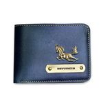 The Unique Gift Studio Personalized Customized Mens Leather Wallet - Elevate Style with a Custom Touch, Color Blue