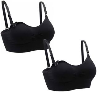 2 Pack Hands Free Pumping Bra - Nursing Bras for Maternity Breastfeeding Seamless Wirefree Push Up Bras Comfort Adjustable Wireless Pregnancy Sleep Bralette for Women Black