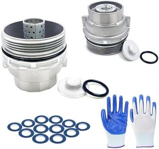 LOBIUTIYA 2Pcs 15620-31060 Oil Filter Housing Cap Fit For Toyota Camry 4Runner +15643-31050 Plug+90430-12031 Aluminum Oil Drain Plug Gaskets（20Pcs）+gloves