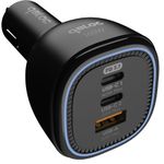 qBLOC 165w Car Charger USB C 3 in 1 USB C USB A Adaptor - 140w in Car Charger Output for Macbook, Laptops, iPhone, Power Stations, 12v/24v Car Charger Fast Charge - Suitable for Cars, Vans and Trucks