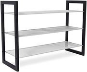 Internet's Best Mesh Shoe Rack - 3-Tier - Free Standing Metal Wood Shoe Organizer - Closet and Entryway - Fits 12 Pairs of Shoes - Black & Silver