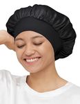 Mommesilk 100% Mulberry Silk Night Sleep Cap Bonnet for Hair Loss Women Sleeping Hat for Sleep, Hair Loss, Hair Protection, Head Cover Black