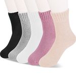 MOSOTECH 5 pairs Ladies Socks, Women Socks for Casual Daily, Comfortable Women's Cotton Socks, UK Size 4~8