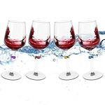 Gyykzz Floating Wine Glasses for Pool, Shatterproof Poolside Wine Glasses Set of 4, Plastic Floating Cup with Charms Tags, Unbreakable Wine Glasses Pool for Beach Tub Outdoor Beer Drinking