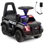 Maxmass Kids Ride on Police Car, 6V Battery Powered Electric Vehicle with Side Megaphone, Horn, USB/TF, Warning Light, Siren Sound and Underseat Storage, Children Toy Car for 18-60 Months (Black)