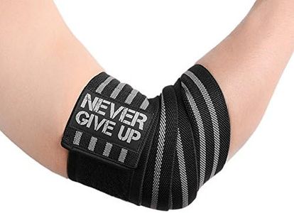 HYFAN Professional Wrist Elbow Knee Wraps Elastic Straps Brace Support Protector for Weightlifting Workout Bodybuilding Gym Fitness (Elbow, Gray)