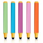 Kid-Friendly Stylus Pens for Touch Screens, Crayon Stylus Pen for iPhone Ipad Air Mini Pro, Fire HD Kids Tablet, Android Tablet, Dragon Touch - Blue Pink Green Purple Red (5 Pack)