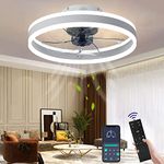 Wildcat Ceiling Fans with Lights, Quiet Modern LED with Remote Control Timer Fan Ceiling Light Fan Light for Living Room Bedroom Dining Room (Colour: White, Size: 50 cm)