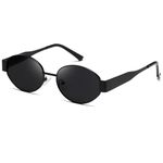 kimorn Retro Oval Sunglasses for Women Men Trendy Sun Glasses Classic Shades UV400 Protection K1653 (Black/Grey)