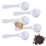 5 PCS Plastic Measuring Spoon Scoops, 5g Milk Powder Scoops, Protein Scoop, Coffee Scoop Dosing Spoons Durable Kitchen Cooking Tool,Powders Scoops Dosing Spoons, Washing Powder Scoop Measure