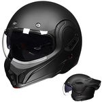 ILM Motorbike Motorcycle Helmet Full Face Modular Flip Up Vintage for Adults Men Women ATV UTV with 180° Reversible Chin Guard ECE Model-B707, Matte Black, M